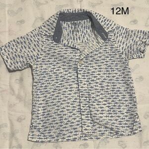 OshKosh B'gosh White and Blue Shark Pattern Shirt
